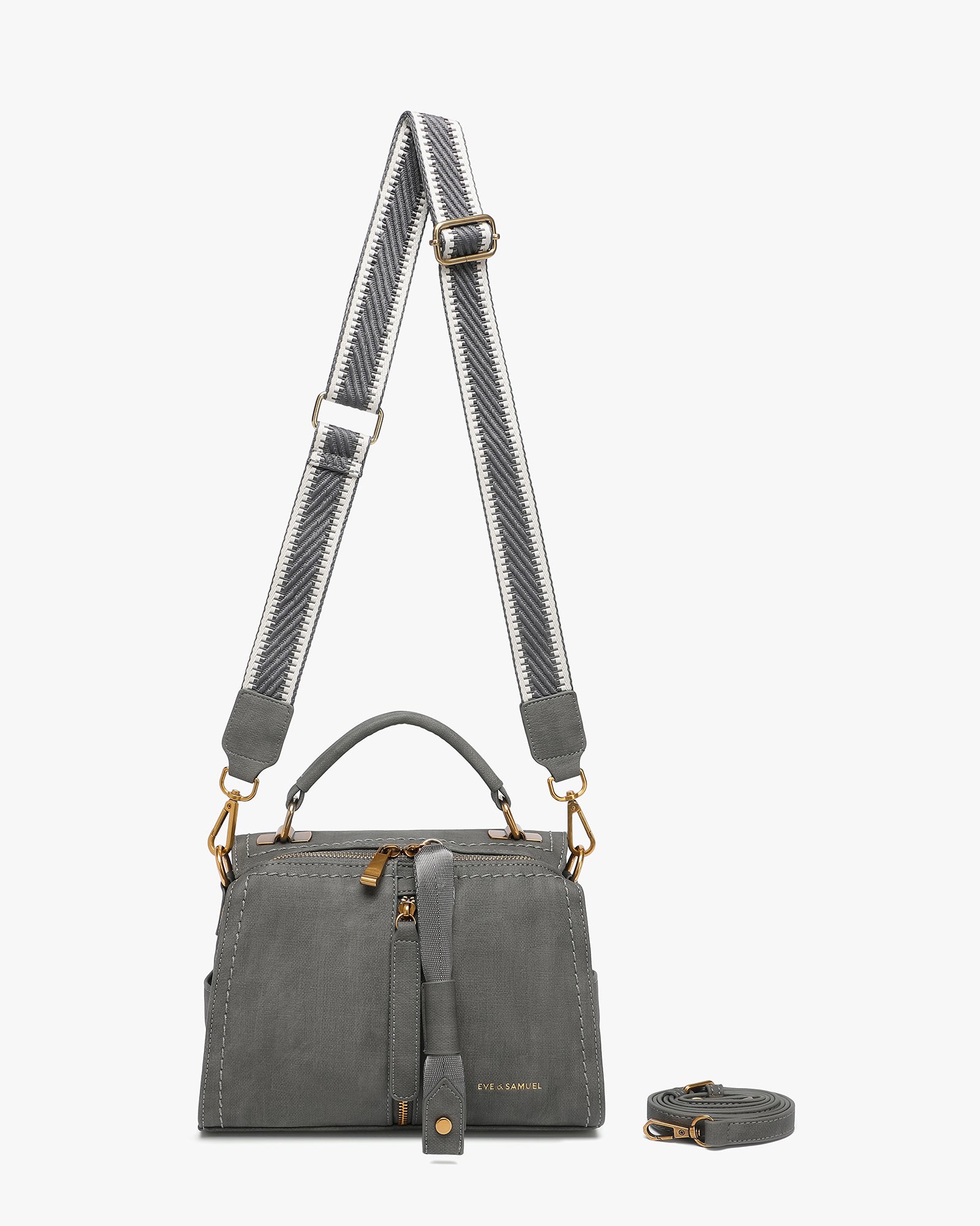 Jasmine Crossbody - Interchangeable Straps - Dark Gray Rustic