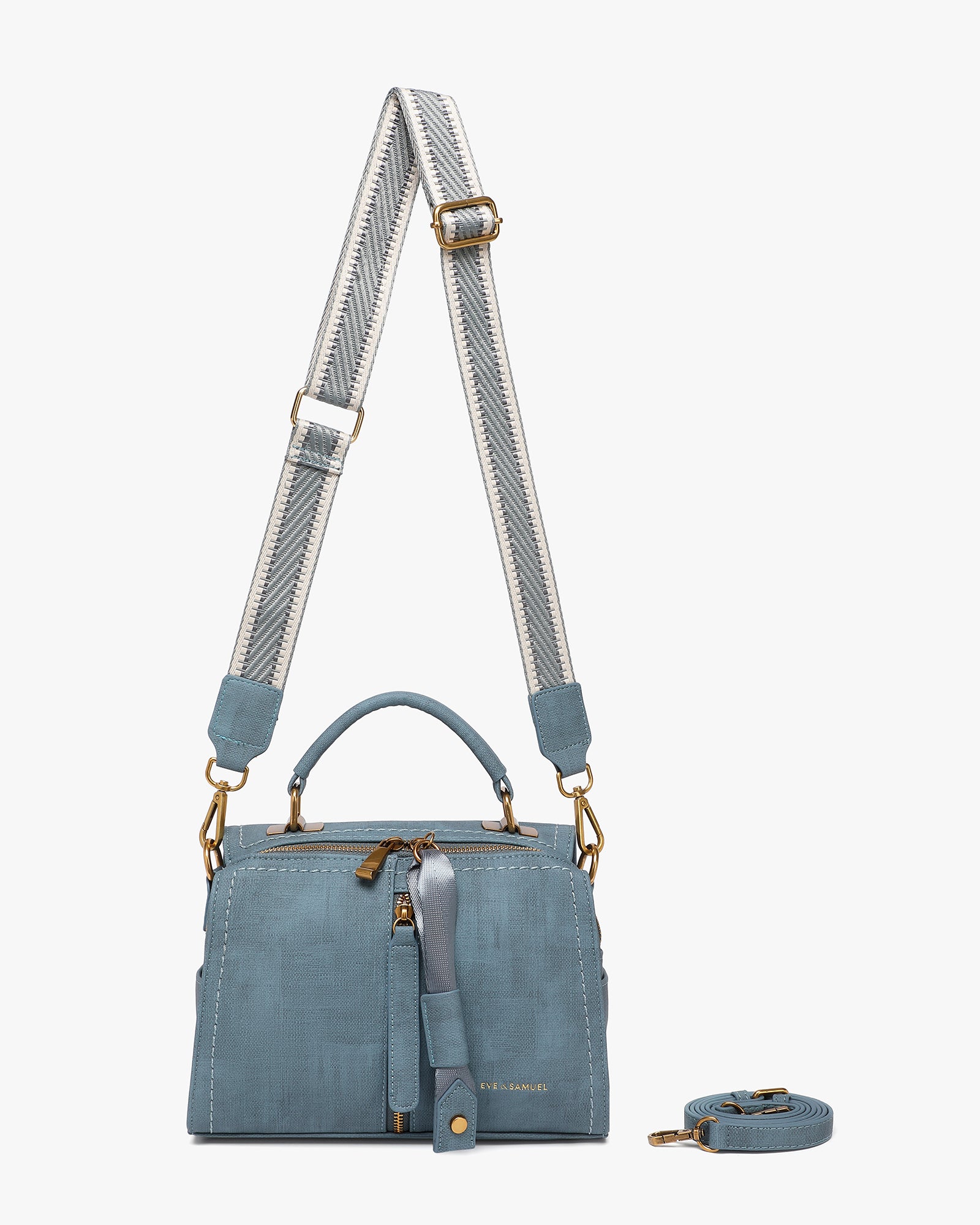 Jasmine Crossbody - Interchangeable Straps - Blue Rustic