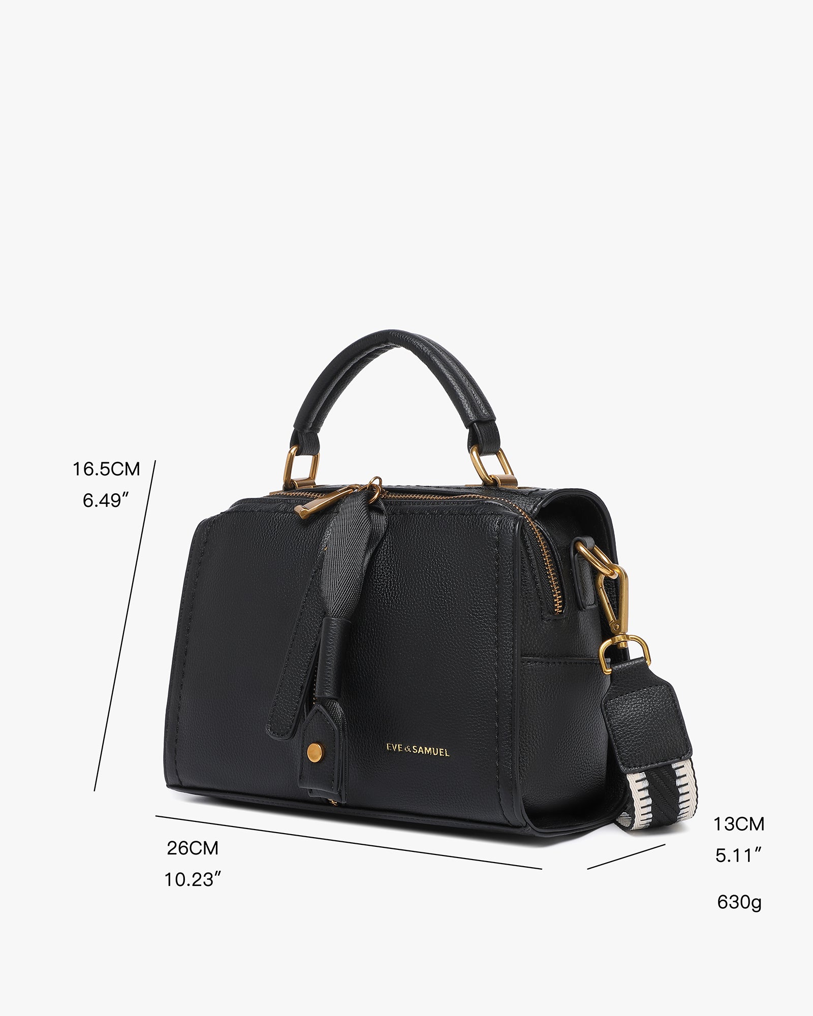 Jasmine Crossbody - Interchangeable Straps - Black Rustic