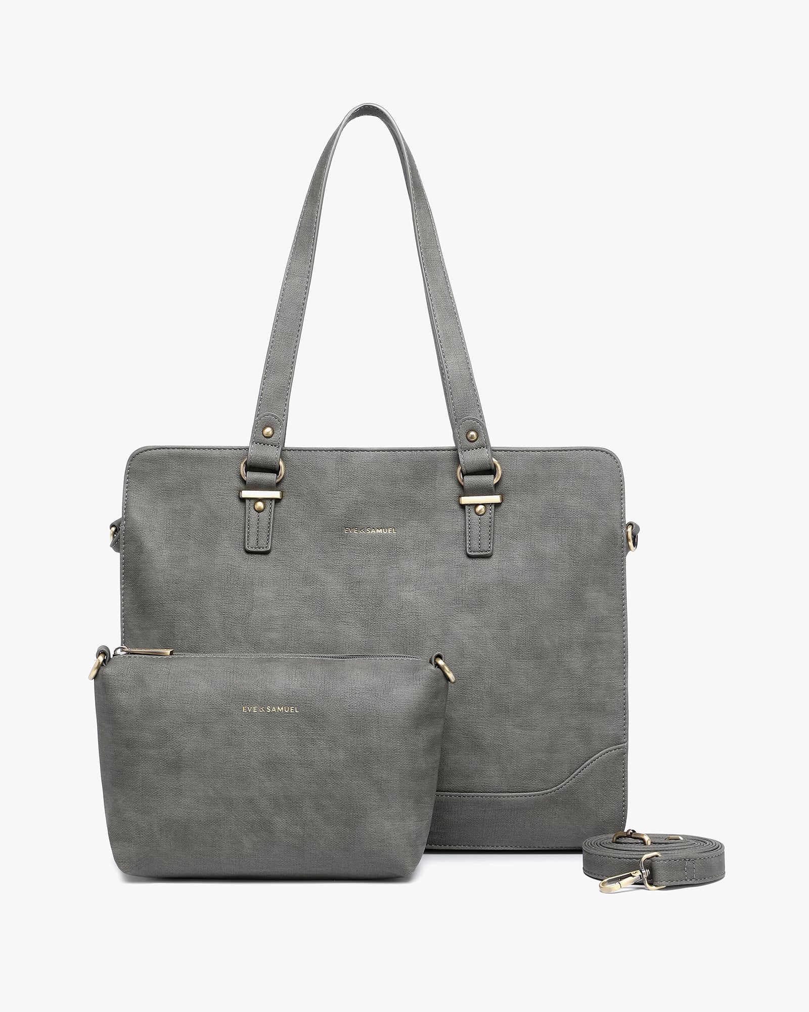 Isabella Iconic 2 Piece Set Laptop Tote - Fits up to 14" - Dark Gray Rustic