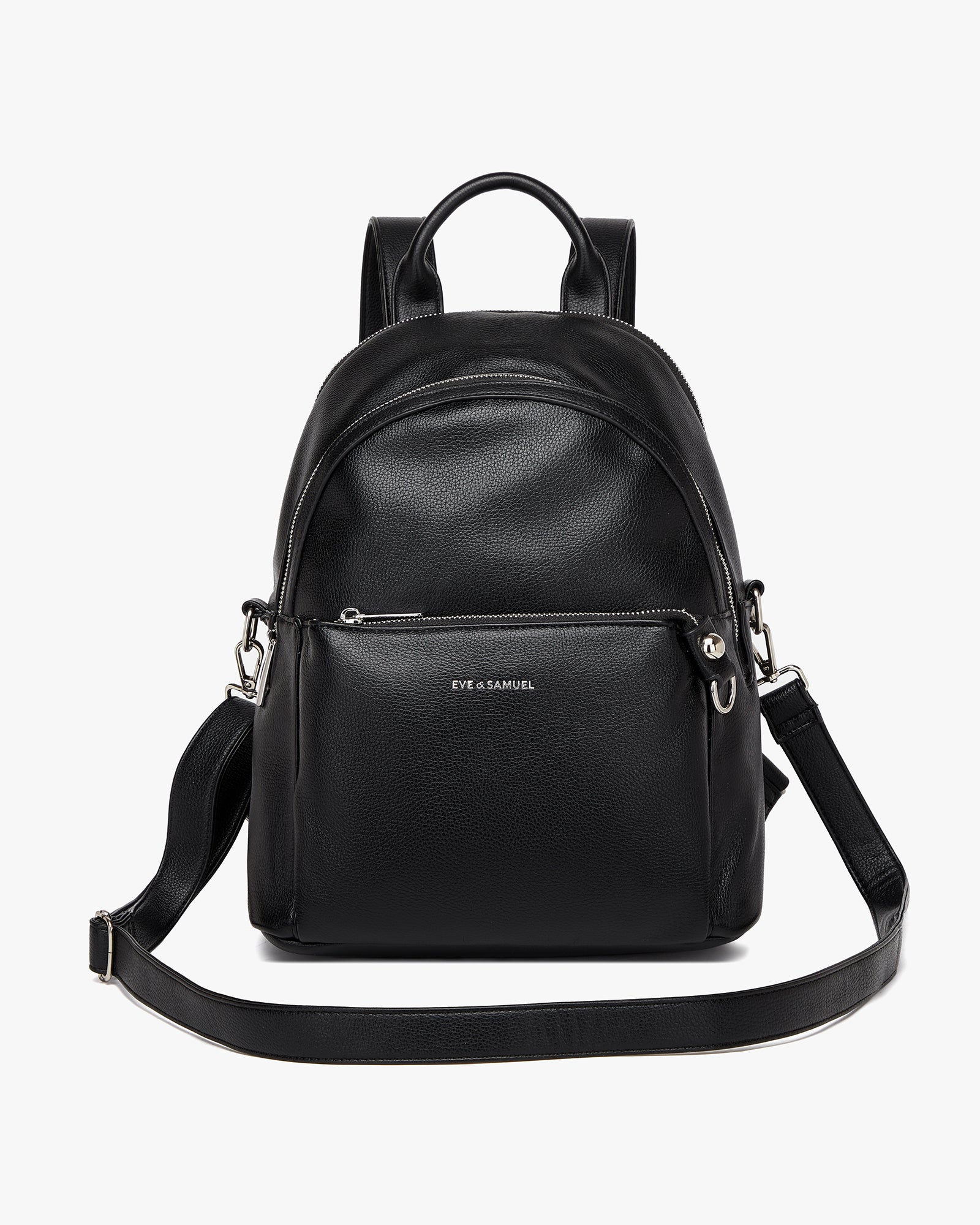 Diana Convertible Backpack - Pebbled Black - Silver