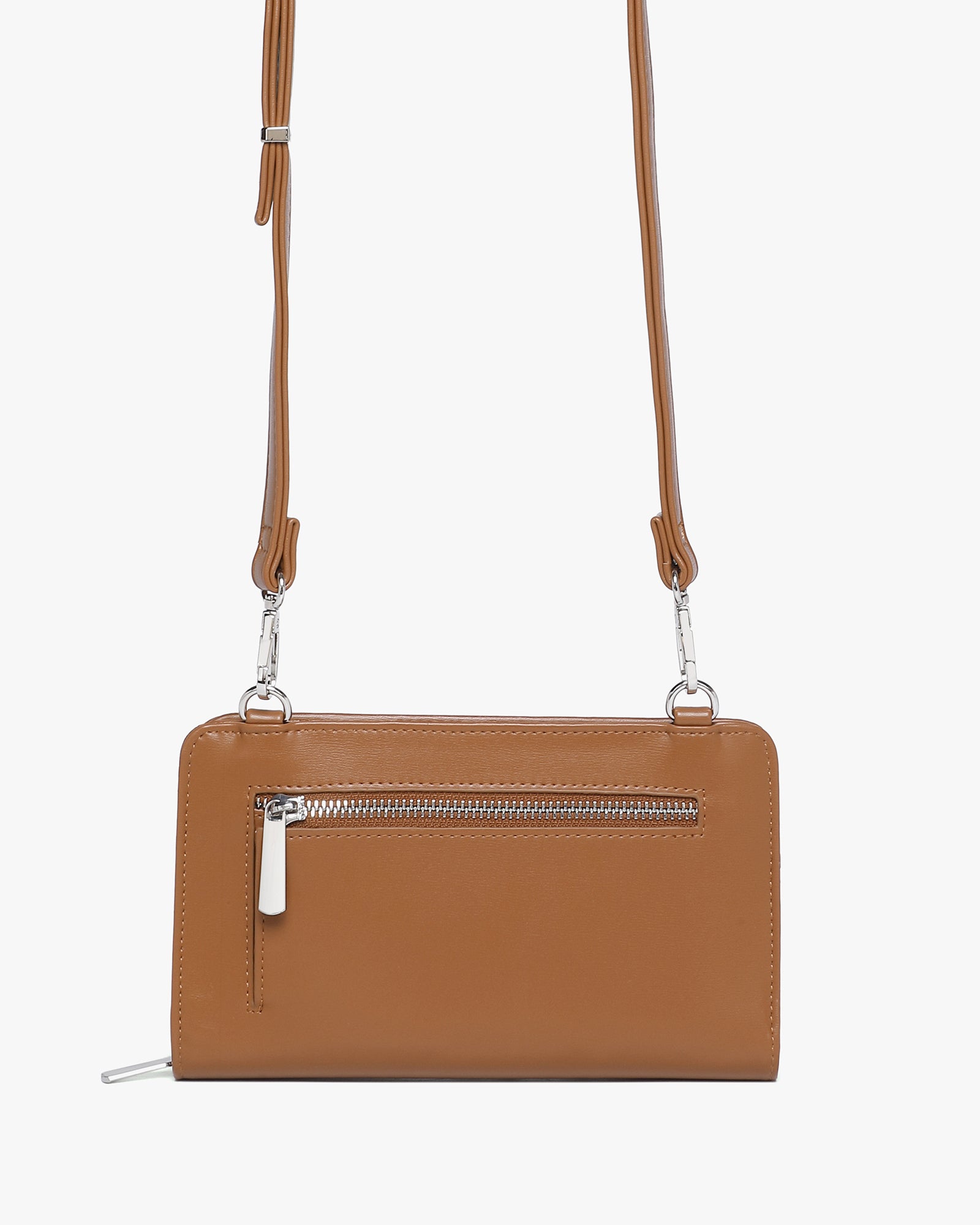 Anna Crossbody Wallet - Brown Saffiano