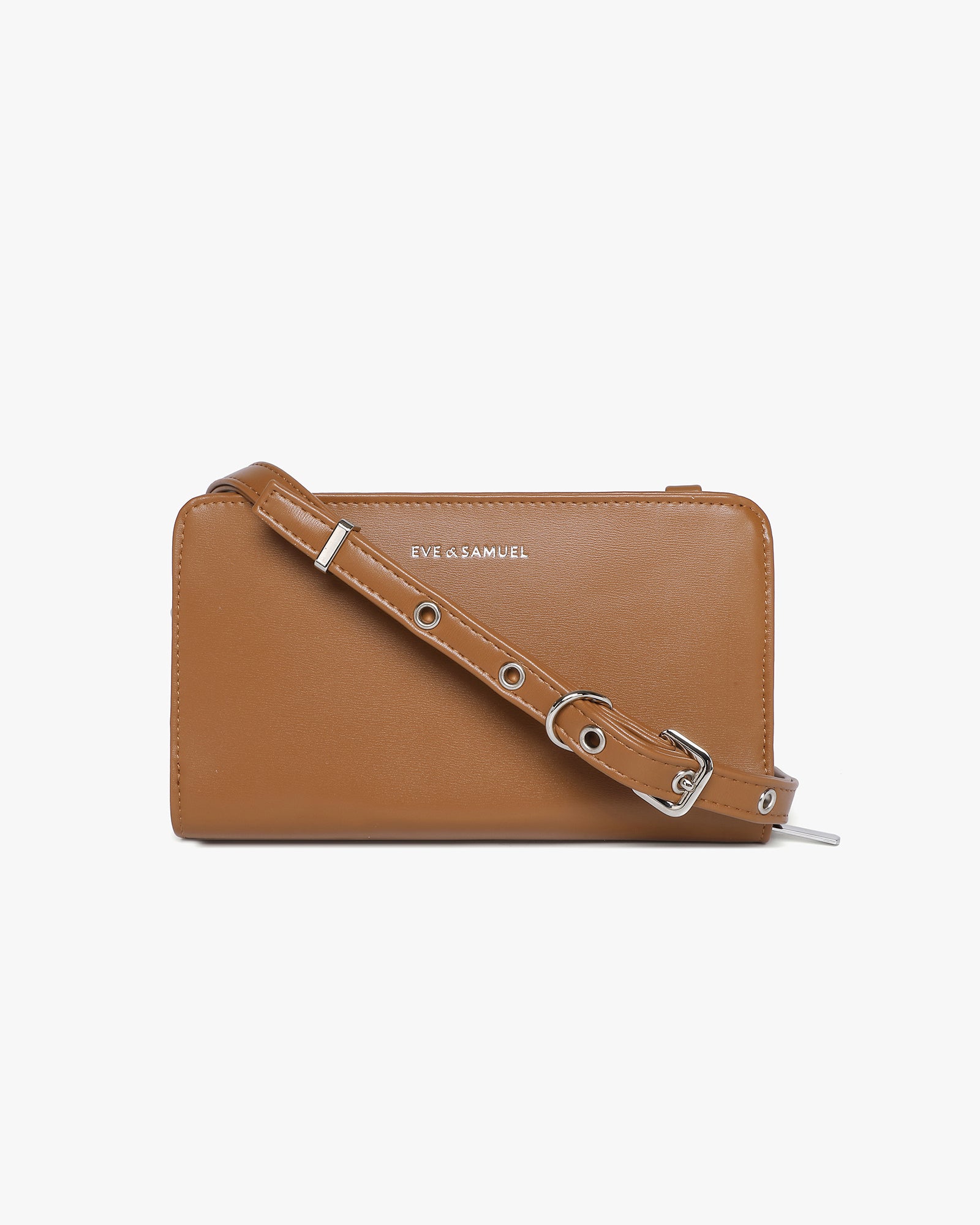 Anna Crossbody Wallet - Brown Saffiano