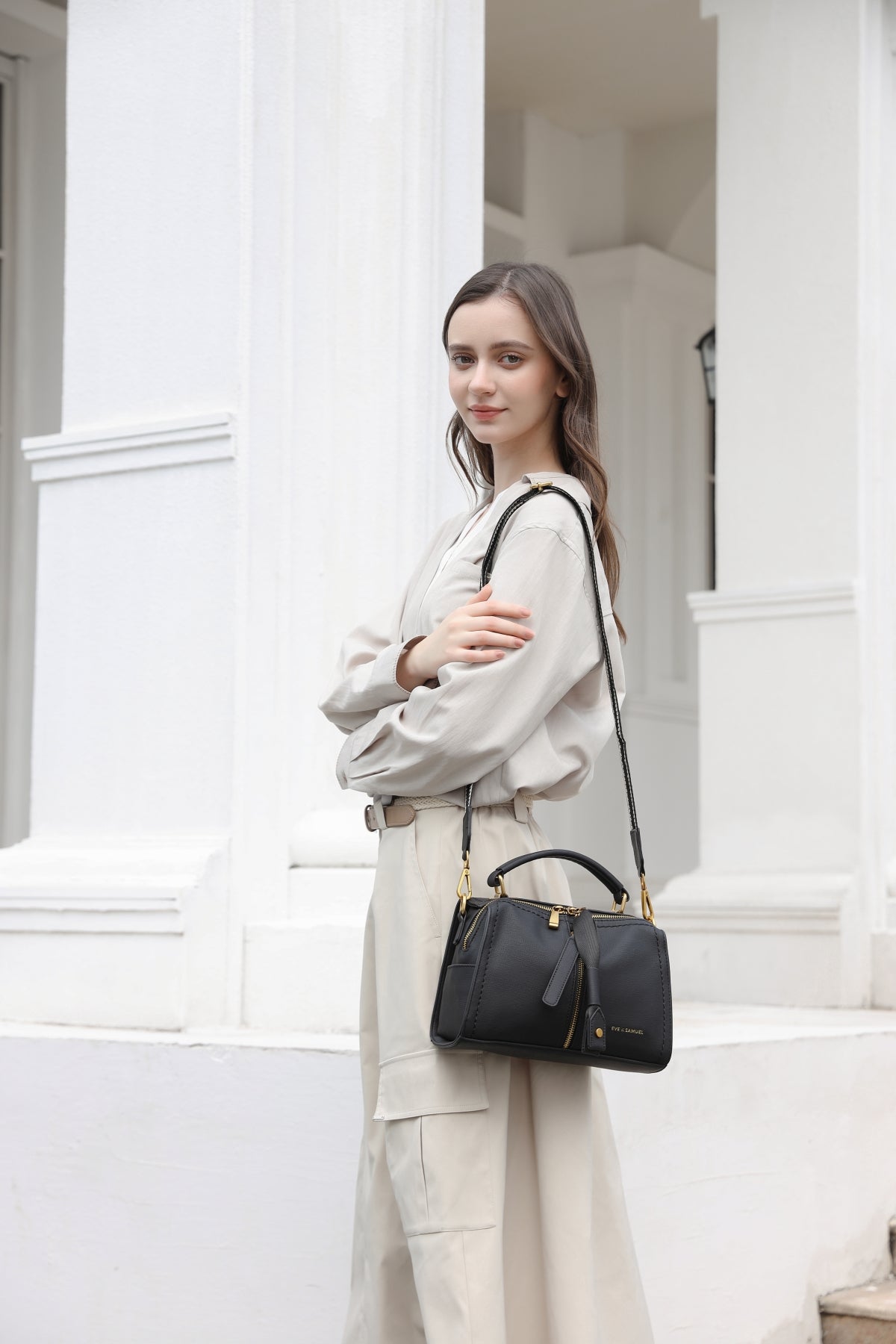 Jasmine Crossbody - Interchangeable Straps - Black Rustic