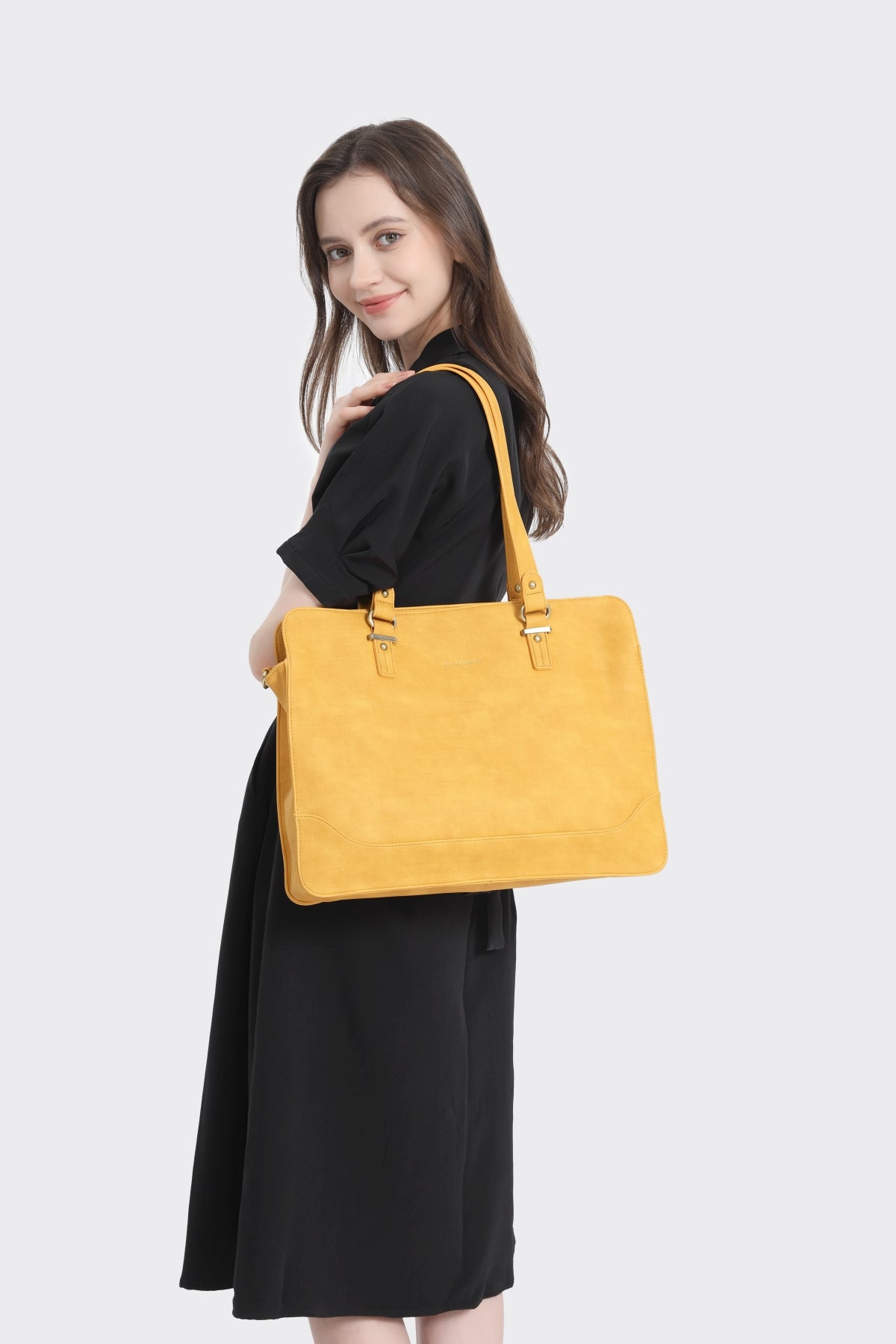 Isabella Iconic 2 Piece Set Laptop Tote - Fits up to 14" - Mustard Rustic