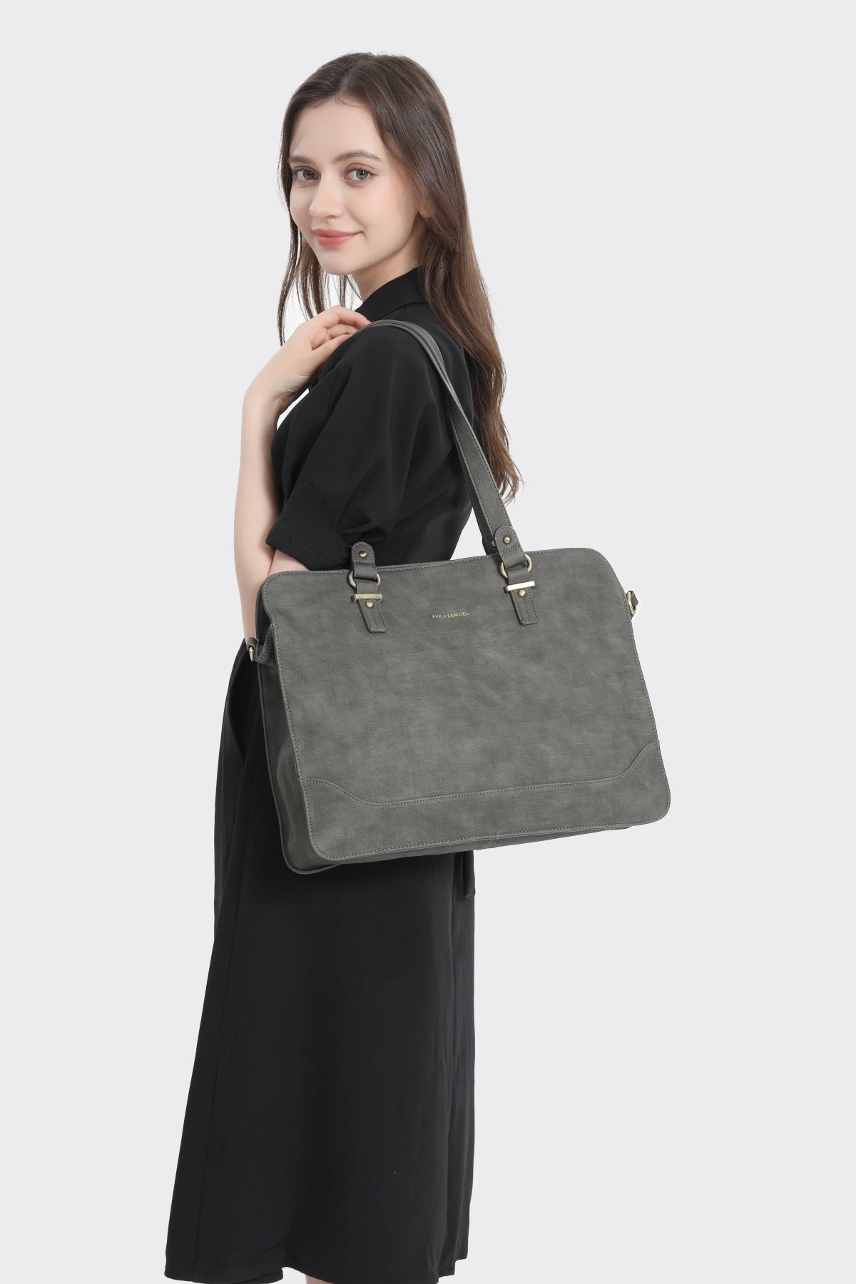Isabella Iconic 2 Piece Set Laptop Tote - Fits up to 14" - Dark Gray Rustic