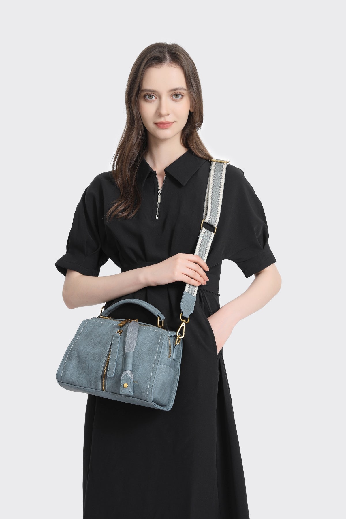 Jasmine Crossbody - Interchangeable Straps - Blue Rustic