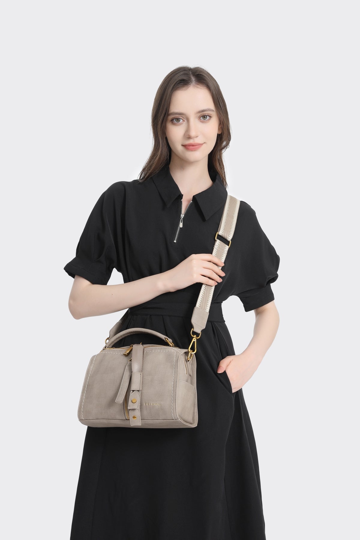 Jasmine Crossbody - Interchangeable Straps - Nude Rustic
