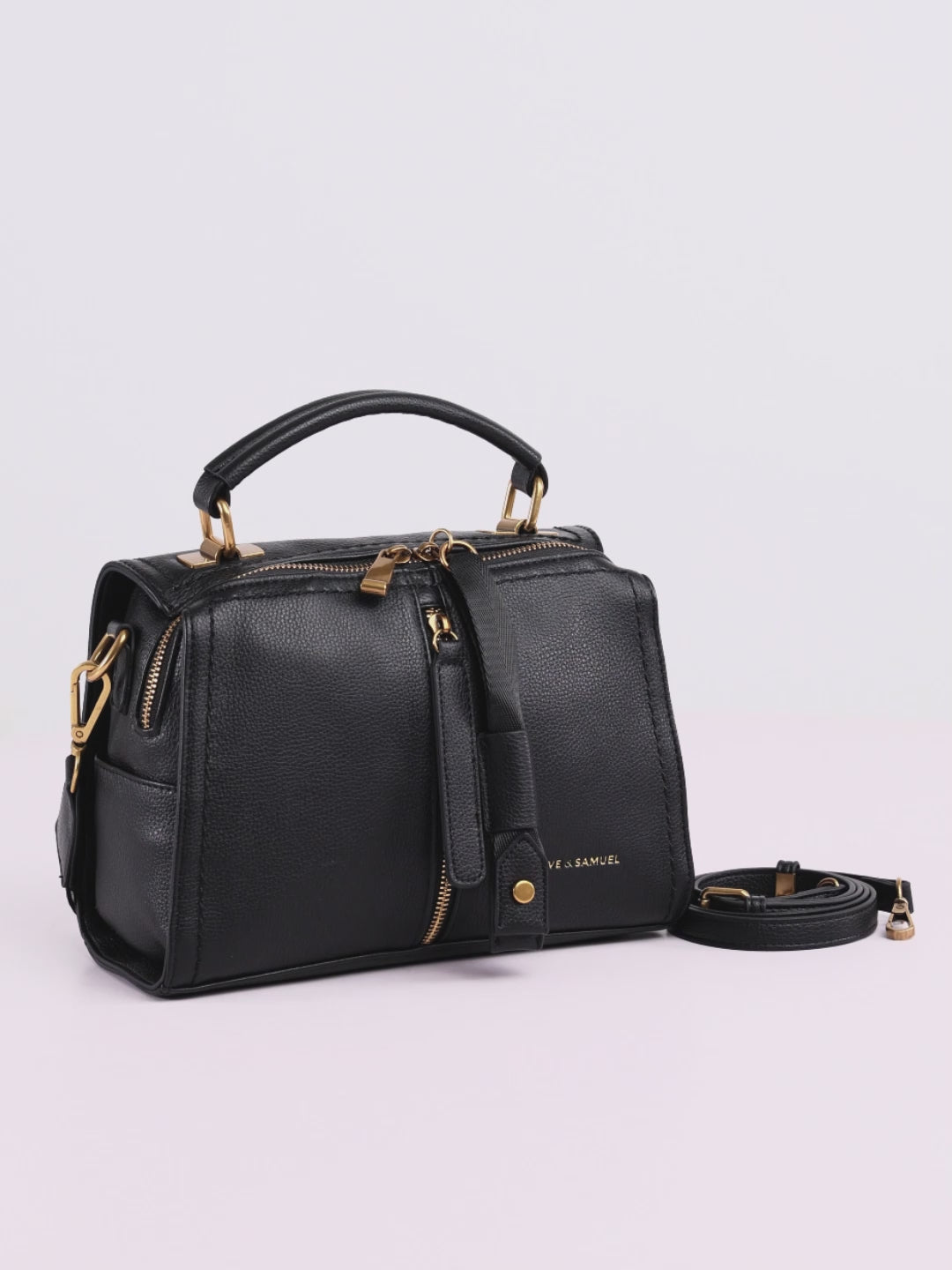 Load video: Jasmine Crossbody - Interchangeable Straps - Black Rustic