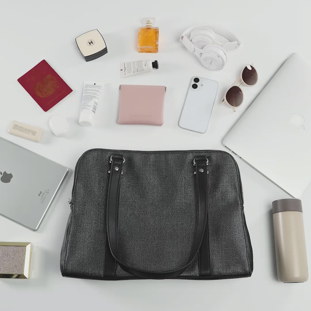 Load video: Victoria Iconic Laptop Tote - Fits up to 14" - Dots